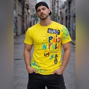 Respect Yellow Graphic Tee for Men
